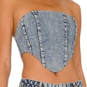 BY.DLYN Jamison Corset Light Blue Denim Back Zip - XS
